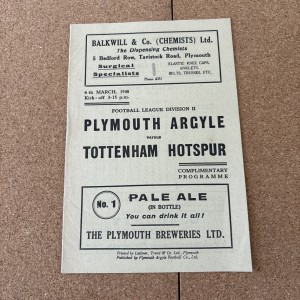 1947-48 Plymouth Argyle V Tottenham Hotspur for sale on Ebay
