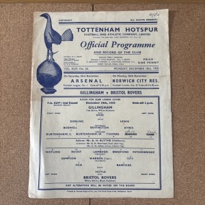 1950 Gillingham V Bristol Rovers FA Cup 2nd Replay At Tottenham Hotspur, Sheet for sale on Ebay