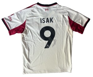ALEXANDER ISAK Rare Hand Signed 25/26 Liverpool Football Away Jersey #9 COA for sale on Ebay