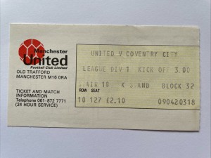 Rare 26th Apr 1980 Manchester United v Coventry City Match Ticket Stub 1979/80. for sale on Ebay