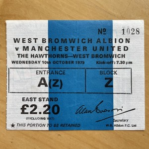 Rare 10th Oct 1979 West Bromwich Albion WBA v Manchester United Ticket 1979/80 for sale on Ebay
