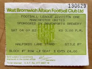 Rare 4th Sept 1982 West Bromwich Albion v Manchester United Match Ticket 1982/83 for sale on Ebay