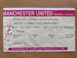 Rare 14th Oct 1989 Manchester United v Sheffield Wednesday Match Ticket Stub. for sale on Ebay