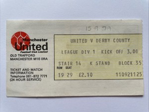 Rare 15th Sept 1979 Manchester United Derby County Match Ticket Stub 1979/80. for sale on Ebay