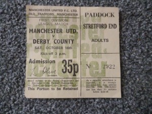Manchester United Man Utd v Derby County 1971/72 Football Match Ticket for sale on Ebay