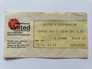 Rare 3rd Nov 1979 Manchester United Match Southampton Ticket Stub 1979/80. for sale on Ebay