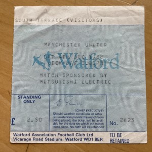 Rare 4th Dec 1982 Watford v Manchester United Match Ticket Stub. for sale on Ebay