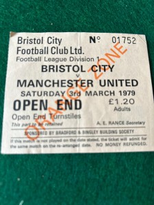MANCHESTER UNITED AWAY  MATCH TICKET V BRISTOL CITY 3RD.MARCH 1979 for sale on Ebay