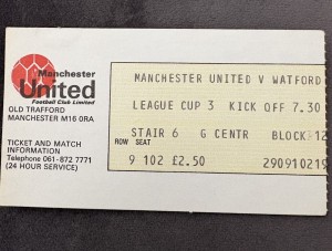 Manchester United V Watford League Cup 3 1978 Ticket Stub for sale on Ebay
