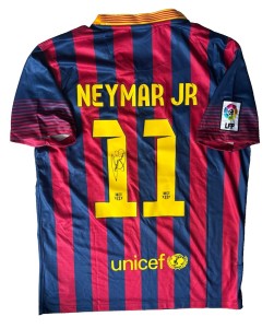 NEYMAR JR Rare Hand Signed FC Barcelona Retro Home Football La Liga Jersey COA for sale on Ebay