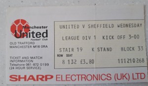 Manchester United v Sheffield Wednesday ticket stub 85 for sale on Ebay