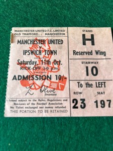 MANCHESTER UNITED HOME  MATCH TICKET V IPSWICH TOWN 11 OCTOBER 1969 for sale on Ebay