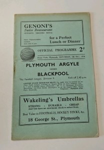 Plymouth Argyle V Blackpool Fc 1936 Programme Home Park 5th December for sale on Ebay
