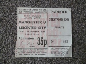 Manchester United Man Utd v Leicester City 1971/72 Football Match Ticket for sale on Ebay