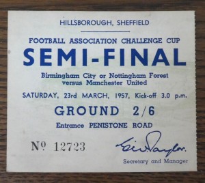 FA CUP SEMI FINAL TICKET MARCH 1957 MANCHESTER UNITED v BIRMINGHAM CITY for sale on Ebay