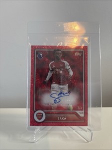 Bukayo Saka Auto /5 Red Colour Match Topps Flagship PL 2026/27 Arsenal Starboy for sale on Ebay