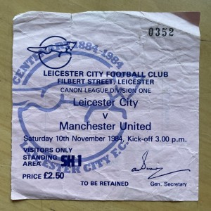 Rare 10th Nov 1984 Leicester City v Manchester United Match Ticket Stub 1979/80. for sale on Ebay