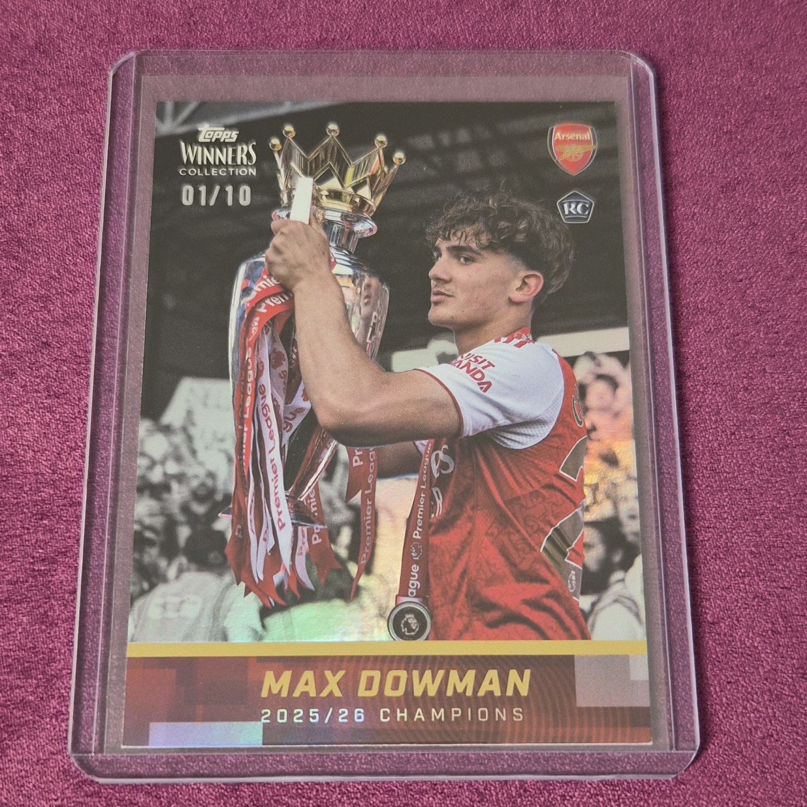Topps Arsenal Winners Collection 2025-26 Max Dowman 1/10 Rookie Card Bookend  for sale on Ebay