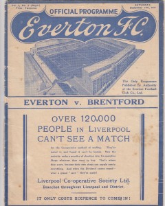 EVERTON V BRENTFORD 11/09/1937 D1 for sale on Ebay