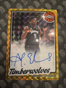 2026 Topps Chrome Anthony Edwards Geometric GOLD Auto On Card # 29/50 SSP Wolves for sale on Ebay