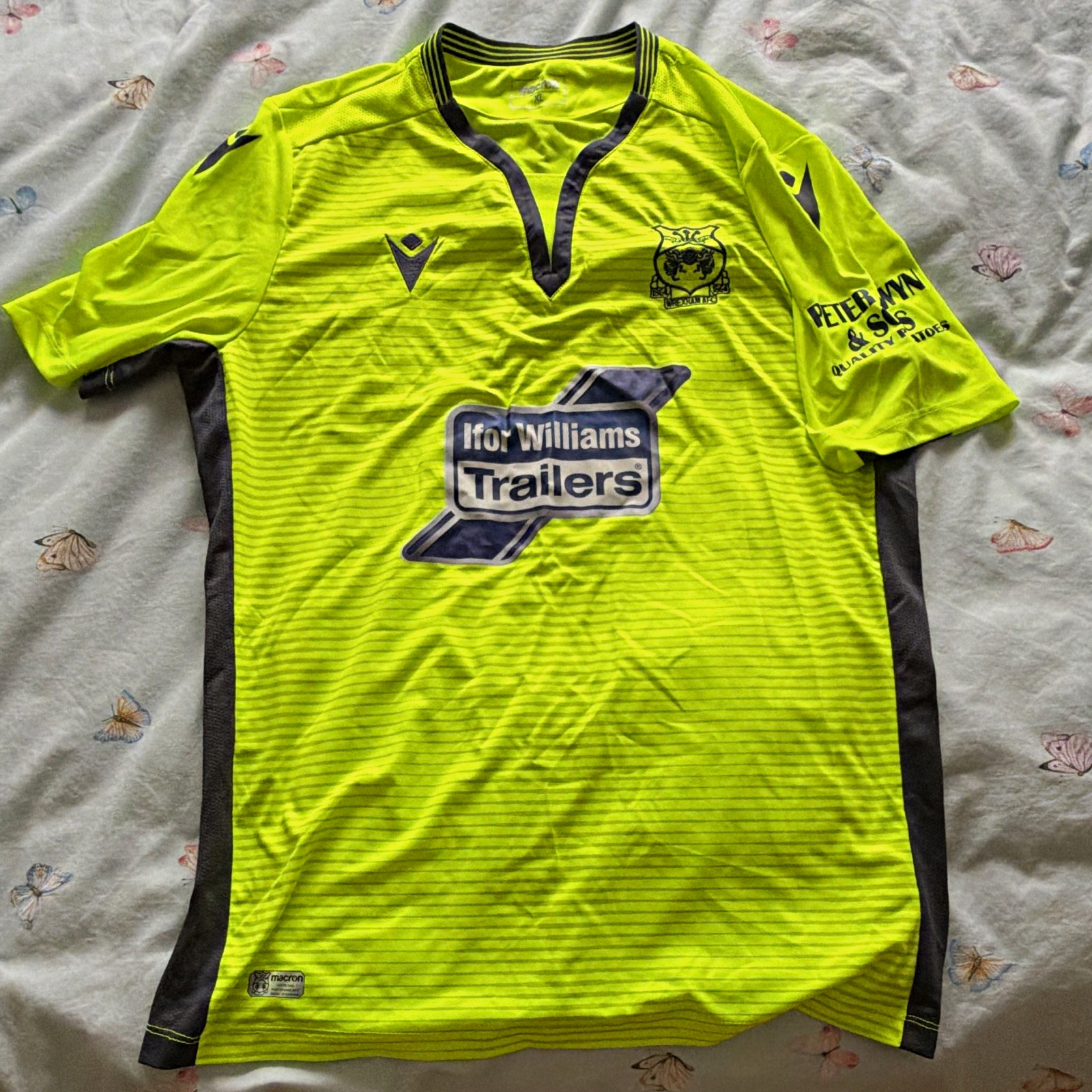Macron Wrexham AFC Away Shirt Yellow Adult XL Short Sleeve Football Top for sale on Ebay