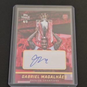 Topps Arsenal Winners Collection 2025-26 Magalhaes Auto /5 Title Celebrations for sale on Ebay