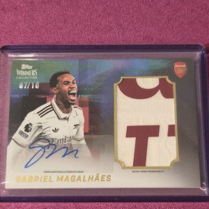 Topps Arsenal Winners Collection 25-26 Gabriel Magalhaes Auto /10 Relic  for sale on Ebay