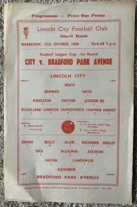 Lincoln City v Bradford Park Avenue League Cup 1st Round 12th October 1960 for sale on Ebay