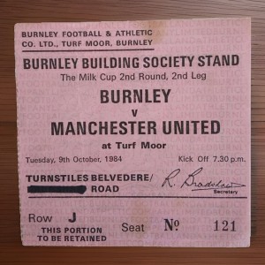 1984 ~ Burnley V Manchester United ~ League Cup ~ Rare Ticket for sale on Ebay