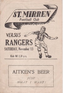 VERY RARE SCOTTISH LEAGUE FOOTBALL PROGRAMME ST.MIRREN V GLASGOW RANGERS 1948 for sale on Ebay