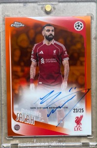 Topps Chrome Mohamed Salah UCC 2025-2026 Liverpool On Card Auto Autograph /25 for sale on Ebay