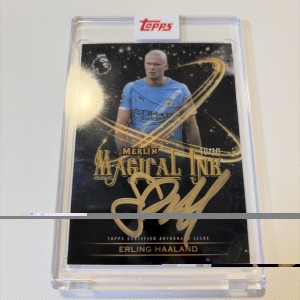 Topps Erling Haaland Manchester City magical ink gold merlin for sale on Ebay
