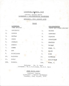 Liverpool Reserves v Wolves (Central League) 1979/1980 for sale on Ebay