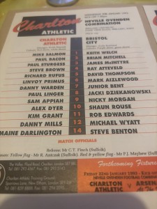 Charlton Athletic(Res)v Bristol City(Res)Reserve Programme Season 1992-1993 for sale on Ebay