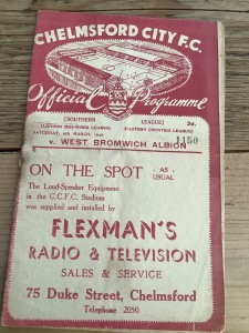 9 March 1940 Chelmsford City v West Bromwich Albion WBA War Time Friendly for sale on Ebay