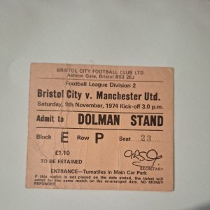 Bristol City v Manchester Utd 1974/75 Division 2 original football ticket stub for sale on Ebay