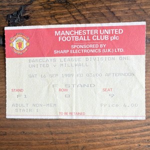 Manchester United v Millwall Football Ticket Stub 16 Sep 1987 Div 1 for sale on Ebay