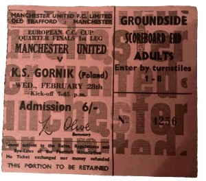 Manchester United v K.S. Gornik European Cup QF 2nd Leg Ticket 28 Feb for sale on Ebay