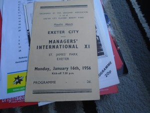 EXETER CITY V MANAGERS` INTERNATIONAL XI 1955-6 BENEFIT FLOODLIT MATCH for sale on Ebay