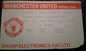 TICKET 1985/86 Manchester United v West Bromwich Albion League division one for sale on Ebay