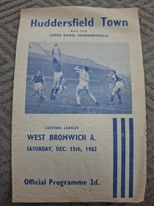 Huddersfield Town Reserves v WBA Res programme.  15/12/1962 for sale on Ebay