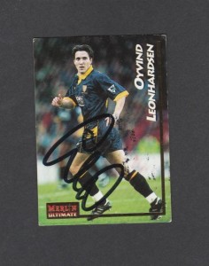 Oyvind Leonhardsen [Wimbledon] Signed Merlin Ultimate Card #239 for sale on Ebay