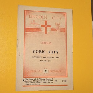 Lincoln City v York  City 18 August 1951 for sale on Ebay
