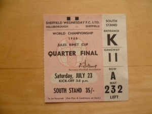 West Germany v Uruguay 1966 World Cup 1/4 Final original ticket for sale on Ebay