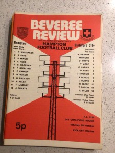 Hampton v Guildford City 9th Oct 1971 FA CUP for sale on Ebay