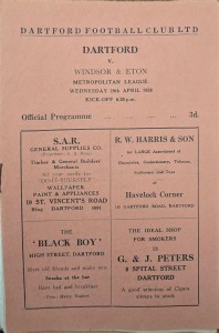 Dartford v Windsor & Eton Metropolitan League 29th April 1959. for sale on Ebay