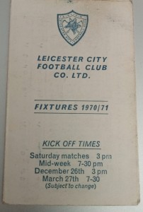 Leicester City 1970/71 Fixture List for sale on Ebay