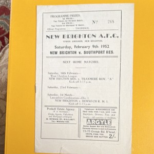 New Brighton v Southport Reserves Non-League Programme 9 Feb 1952 for sale on Ebay