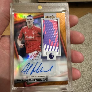 Topps Merlin Premier League 2026 Nikola Milenkovic /25 Match Ball Auto Forest FC for sale on Ebay