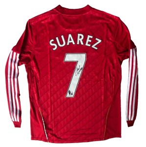 LUIS SUAREZ Rare Hand Signed 2011/12 FC Liverpool Home Long Sleeve Shirt COA for sale on Ebay